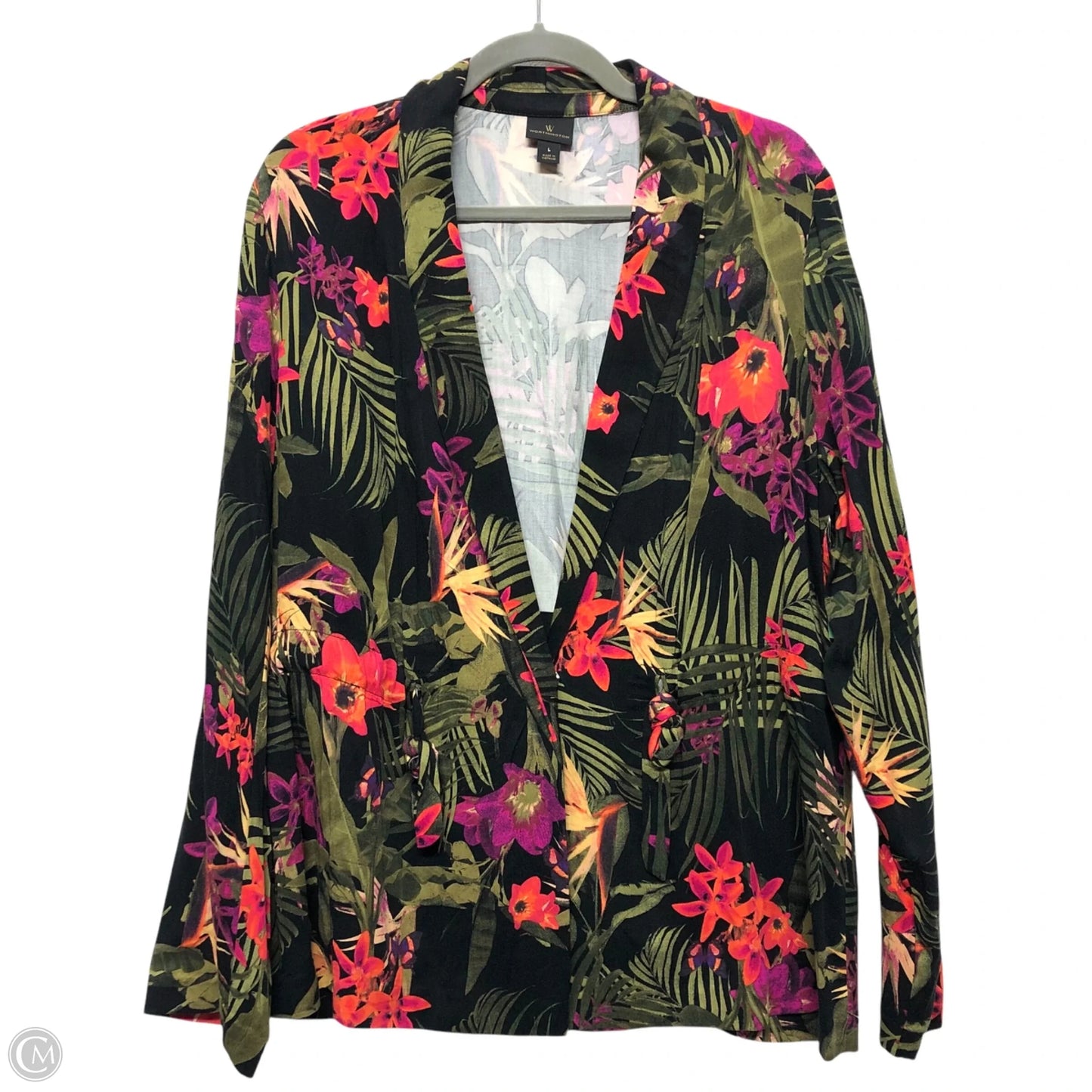 Blazer By Worthington In Tropical Print, Size: L
