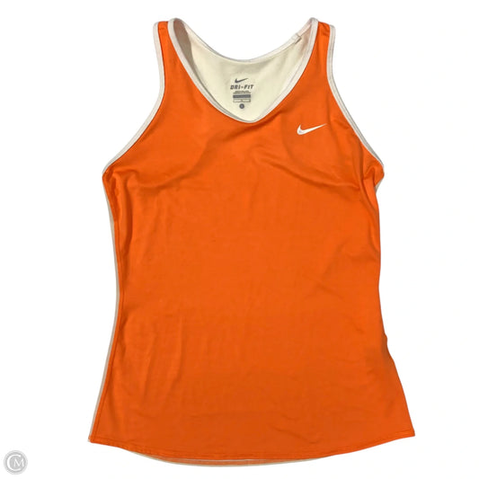 Athletic Tank Top By Nike In Orange & White, Size: L