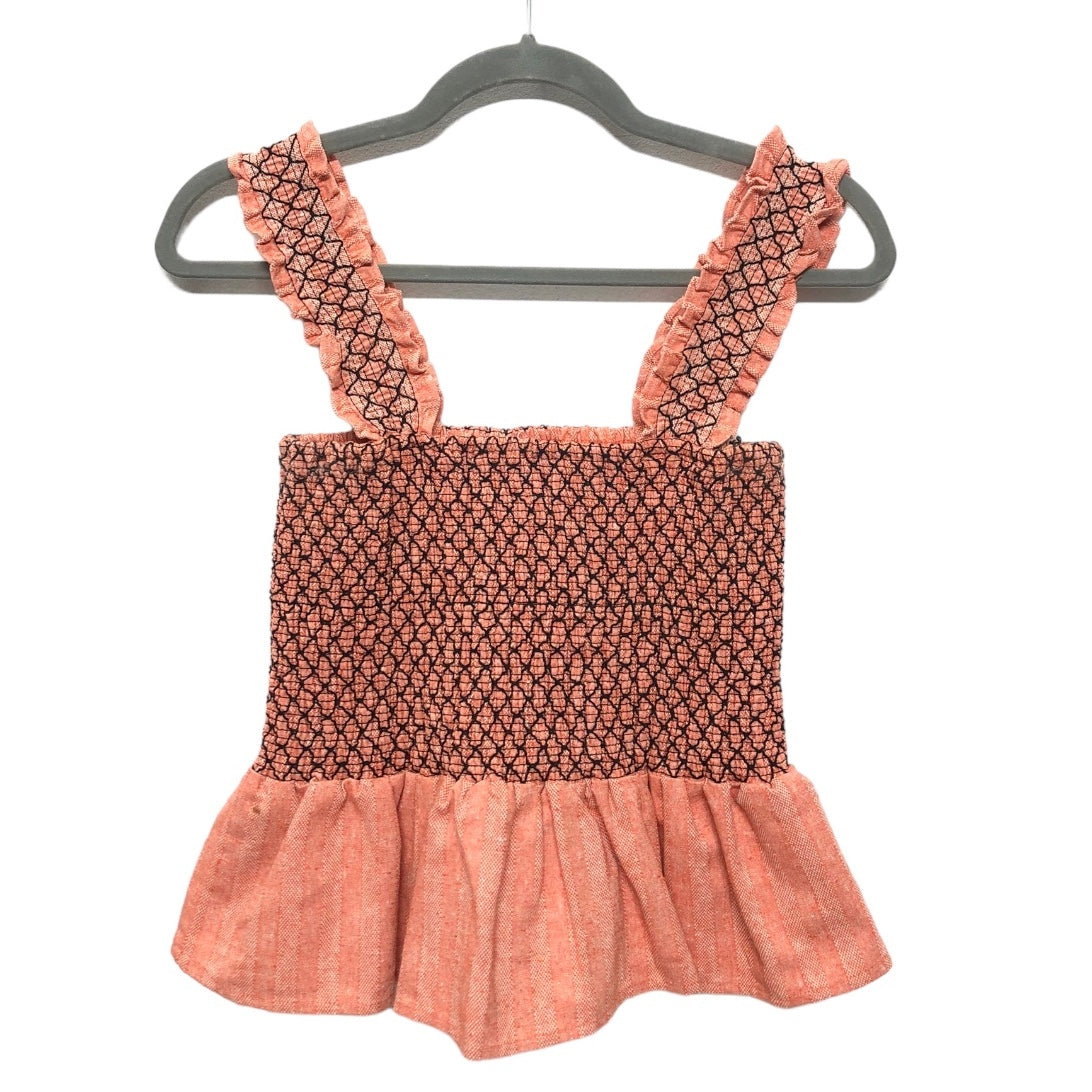 Orange Top Sleeveless Line & Dot, Size S