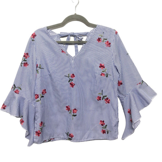 Blue Top 3/4 Sleeve Clothes Mentor, Size L