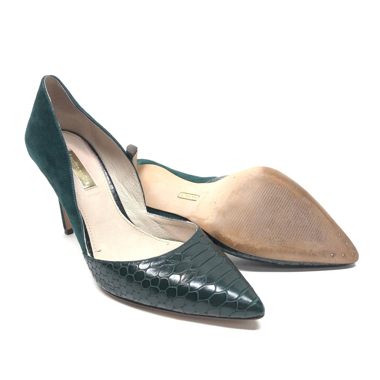 Green Shoes Heels Stiletto Louise Et Cie, Size 7.5