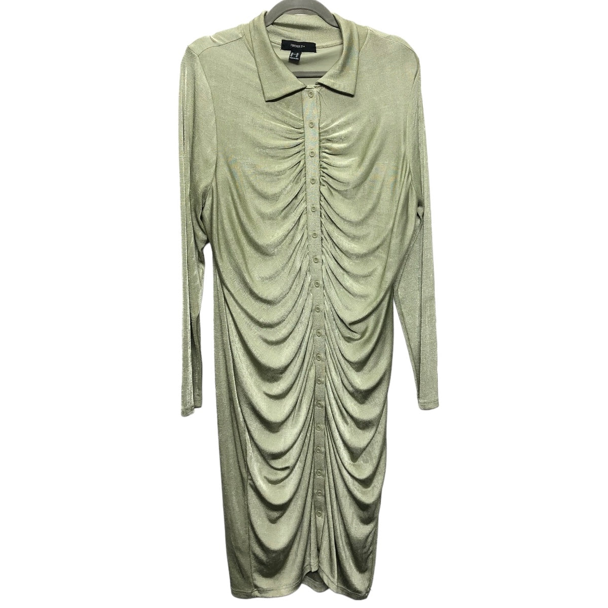 Dress Casual Midi By Forever 21 In Green, Size: 2x