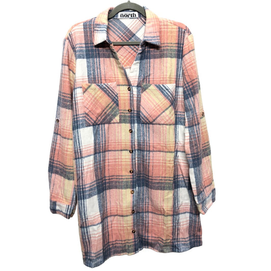 Jacket Shirt By Clothes Mentor In Blue & Pink, Size: M