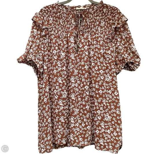 Top Short Sleeve By Entro In Brown, Size: 1x