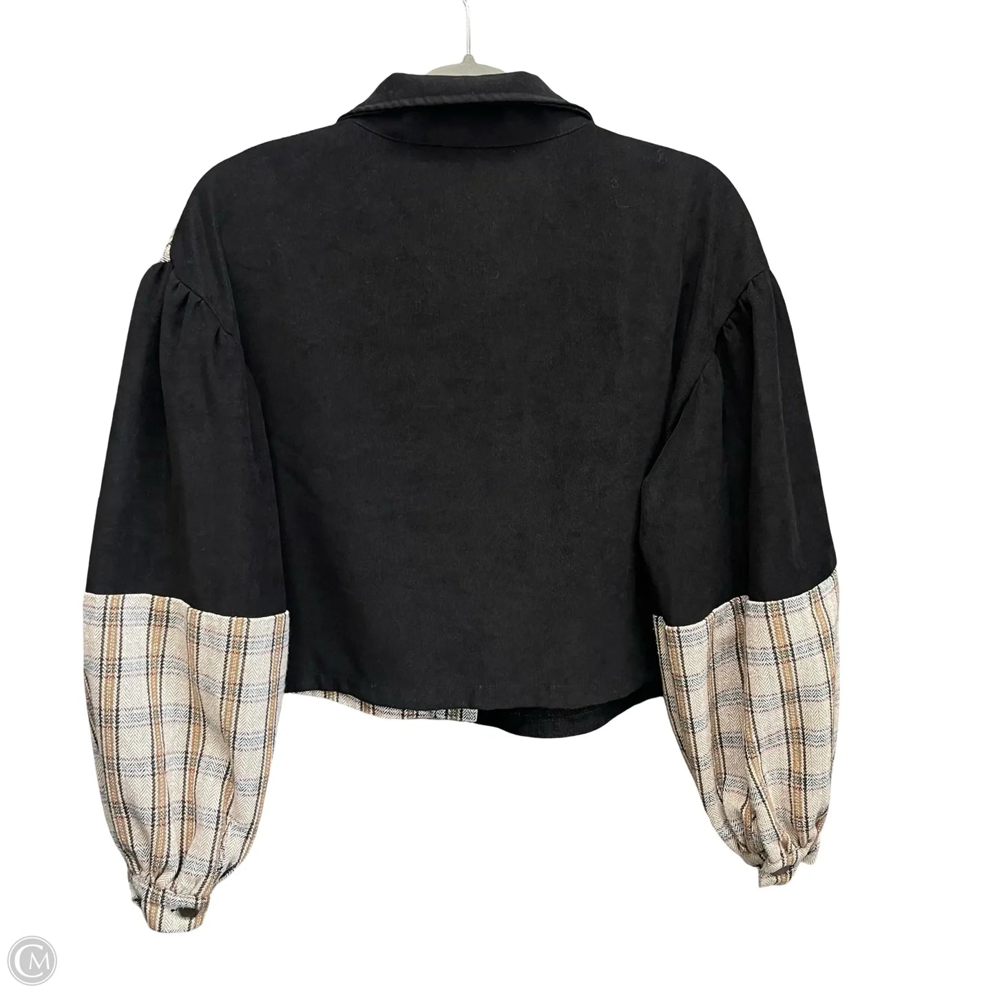 Jacket Shirt By Shein In Black & Tan, Size: S