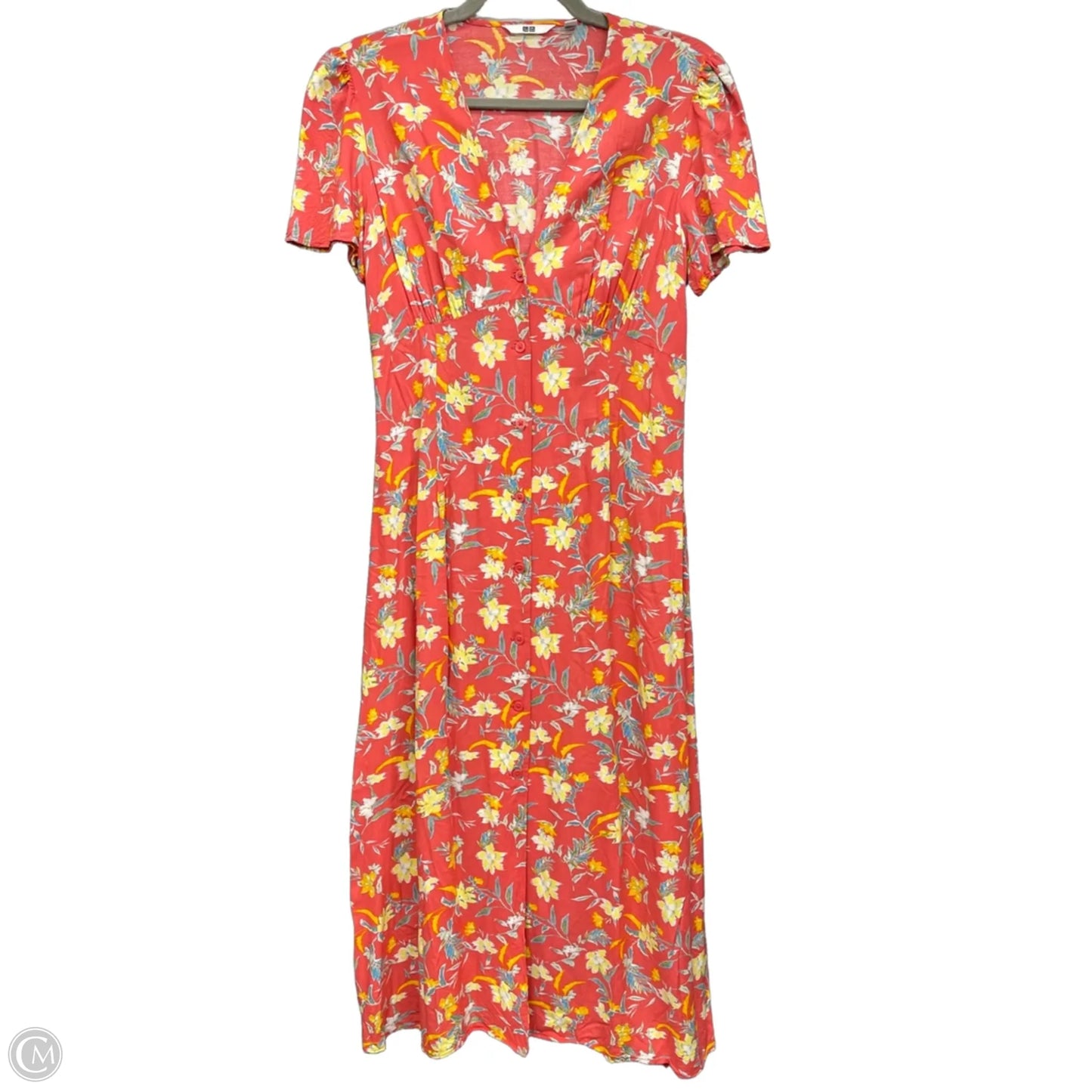 Dress Casual Midi By Uniqlo In Coral, Size: Xs