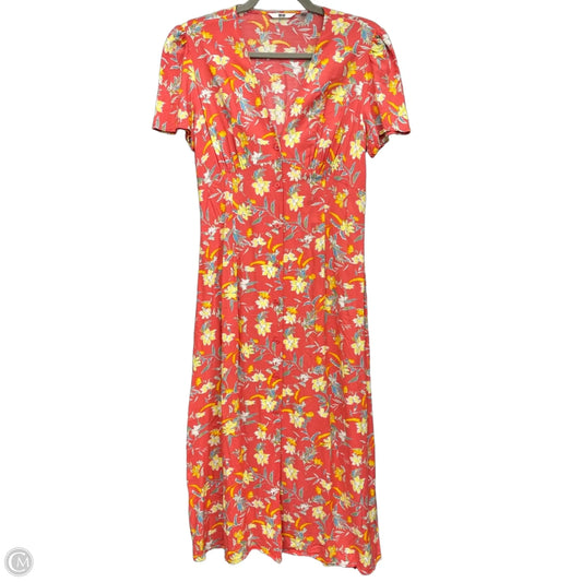 Dress Casual Midi By Uniqlo In Coral, Size: Xs