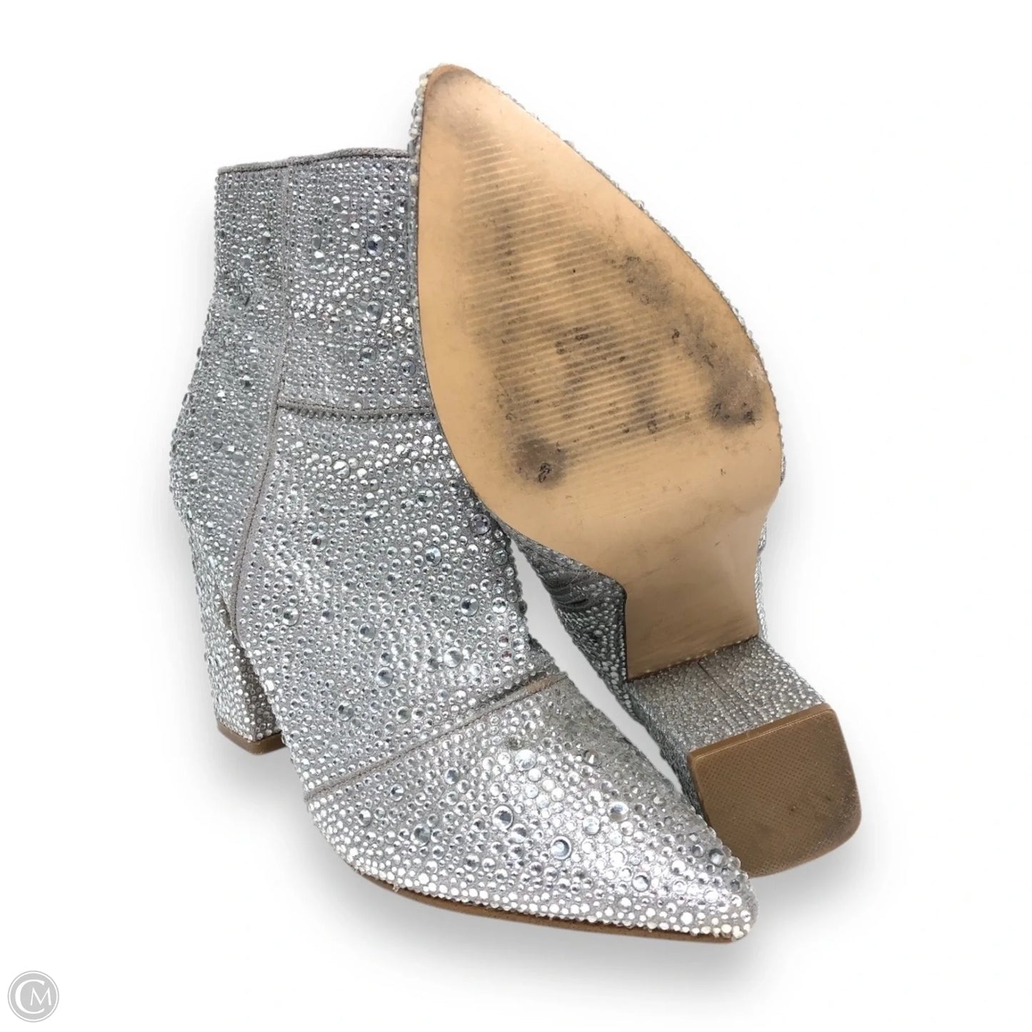 Boots Ankle Heels By Steve Madden In Silver, Size: 8.5