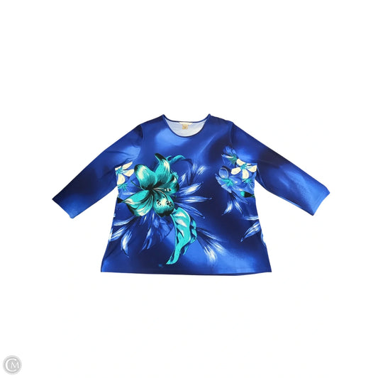 Top 3/4 Sleeve By Allison Daley In Blue, Size: L