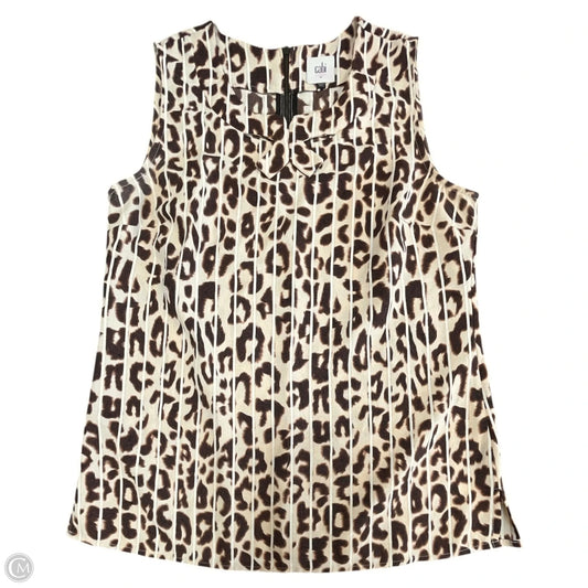 Top Sleeveless By Cabi In Leopard Print, Size: Xs