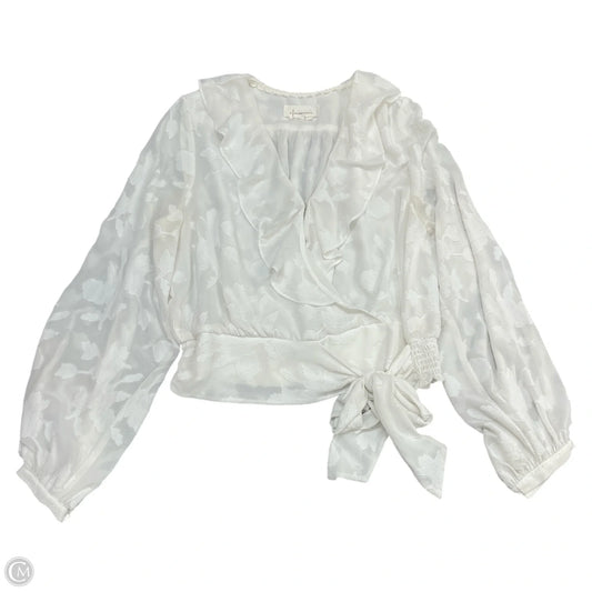Top Long Sleeve By Anthropologie In White, Size: M