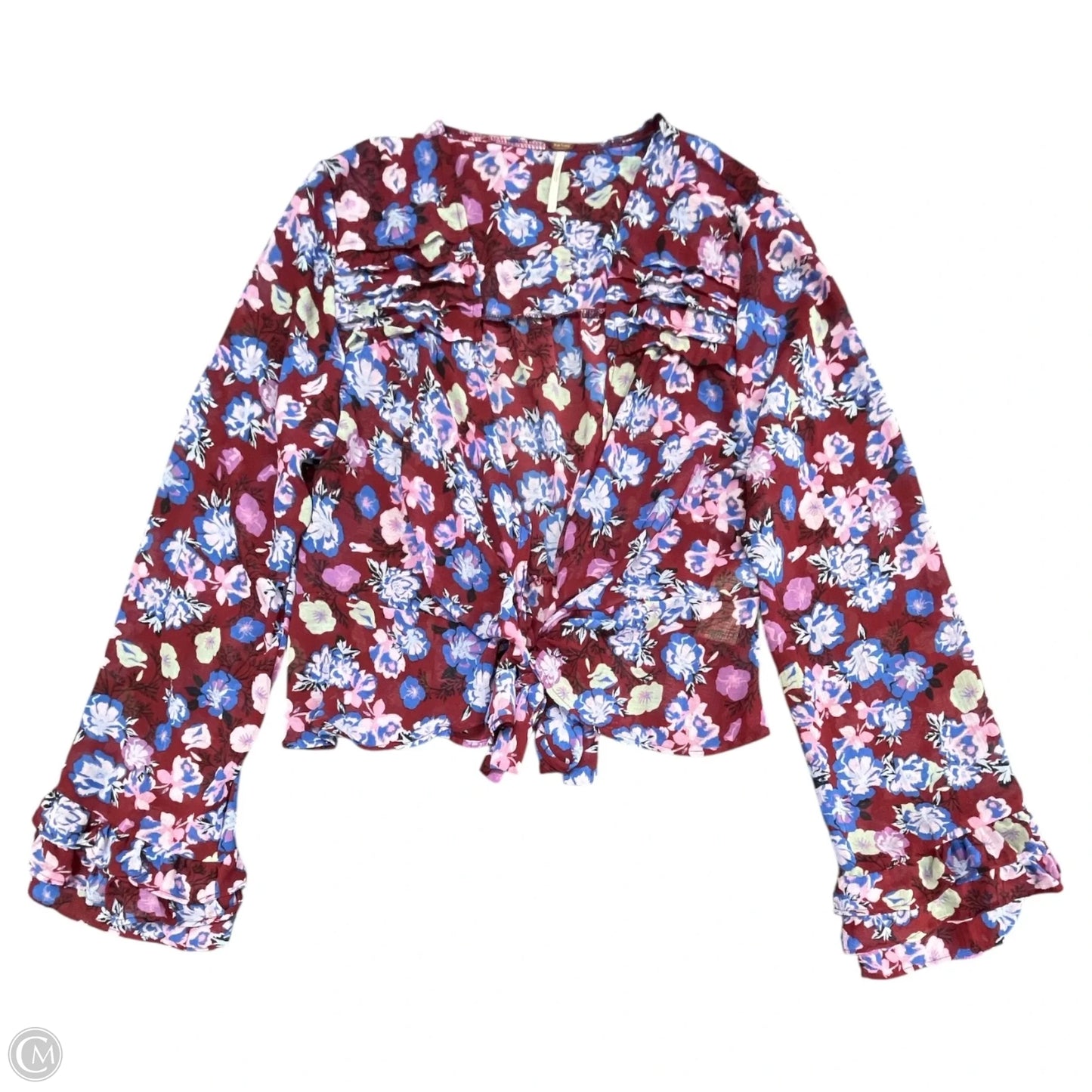 Top Long Sleeve By Free People In Maroon, Size: S