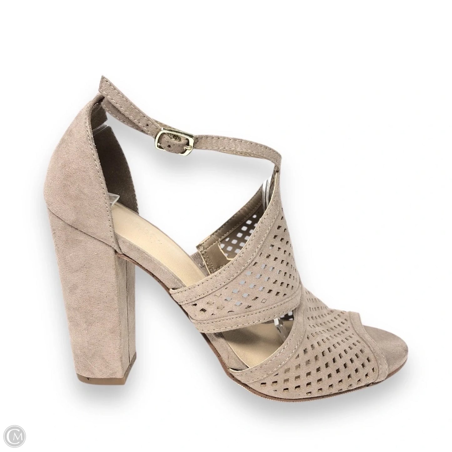 Sandals Heels Block By Charlotte Russe In Taupe, Size: 7