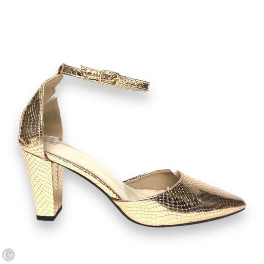 Shoes Heels Block By Clothes Mentor In Gold, Size: 6.5