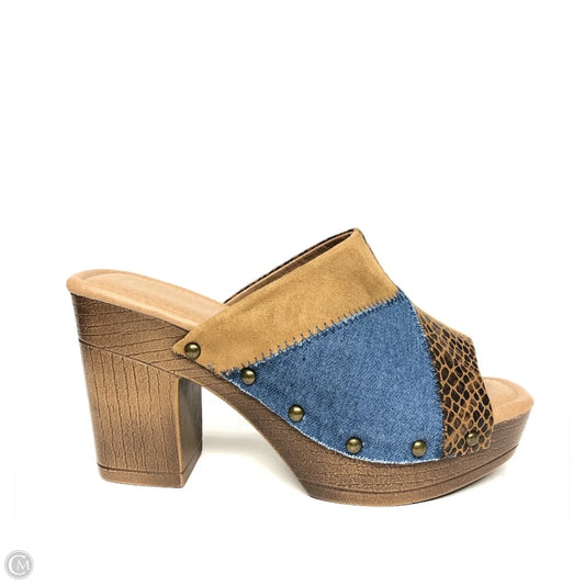 Sandals Heels Platform By Cato In Blue & Brown, Size: 7