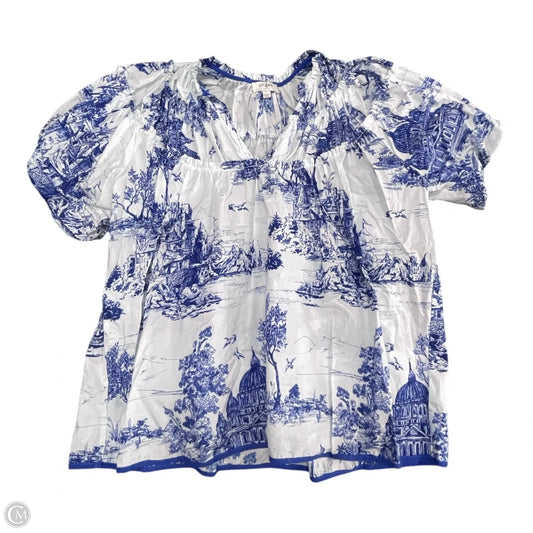 Top Short Sleeve By Lou And Grey In Blue & White, Size: L