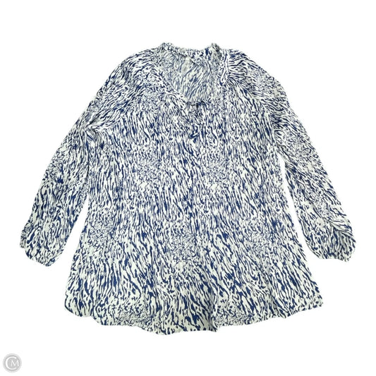 Top Long Sleeve By White Mark In Blue & White, Size: 2x