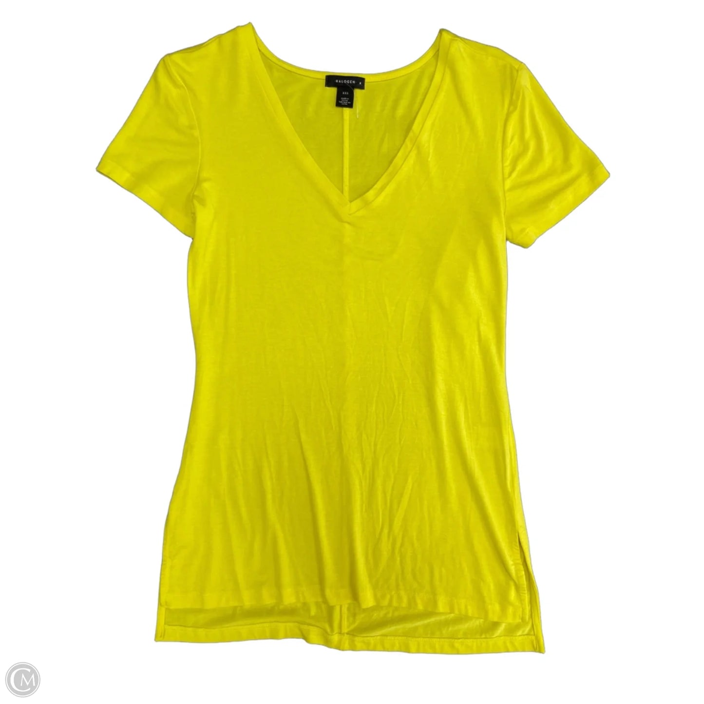 Top Short Sleeve By Halogen In Yellow, Size: Xxs
