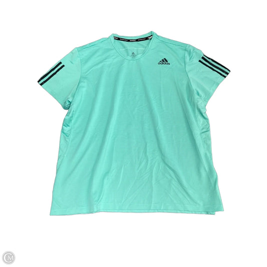 Athletic Top Short Sleeve By Adidas In Blue & Green, Size: 3x