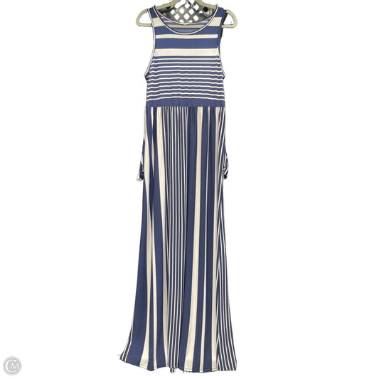 Dress Casual Maxi By Clothes Mentor In Blue & White, Size: 1x