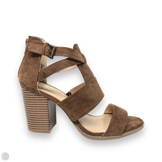 Sandals Heels Block By Roebuck In Brown, Size: 7