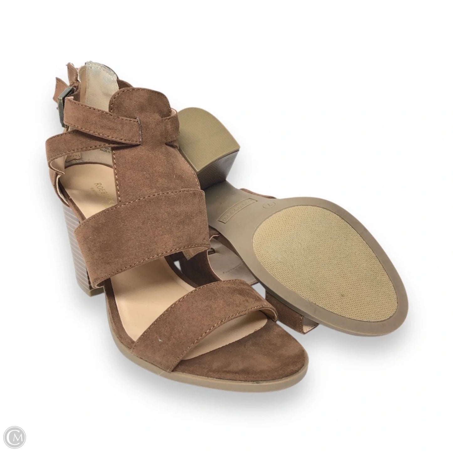 Sandals Heels Block By Roebuck In Brown, Size: 7