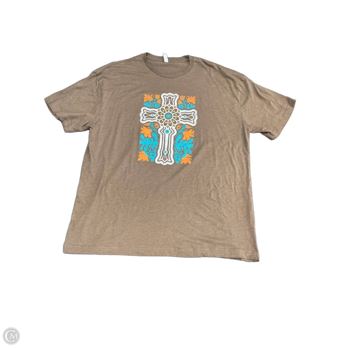 Top Short Sleeve Basic By Clothes Mentor In Brown, Size: 2x