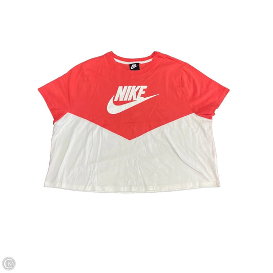 Top Short Sleeve By Nike Apparel In Orange & White, Size: 2x