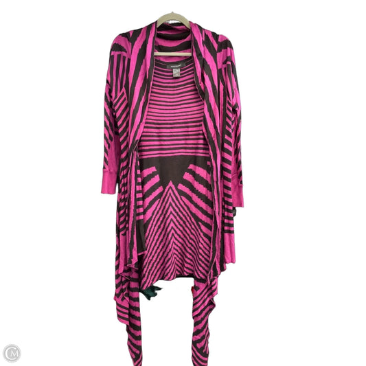 Sweater Cardigan By Ashley Stewart In Black & Purple, Size: 14