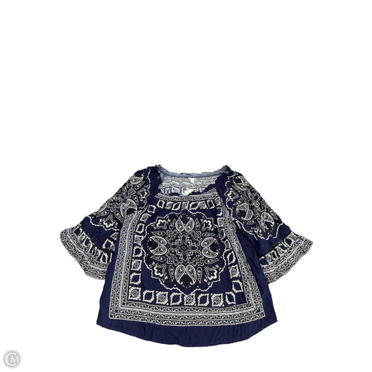 Top 3/4 Sleeve By Cato In Navy, Size: Xl