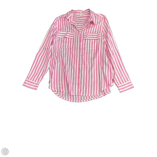 Top Long Sleeve By Beachlunchlounge In Pink & White, Size: S