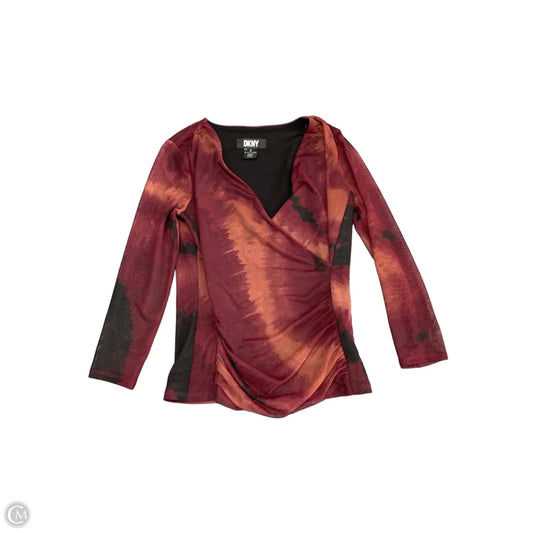 Top Long Sleeve By Dkny In Maroon, Size: Xs
