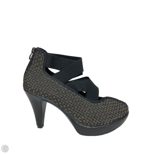 Shoes Heels Platform By Bernie Mev In Black & Gold, Size: 11.5