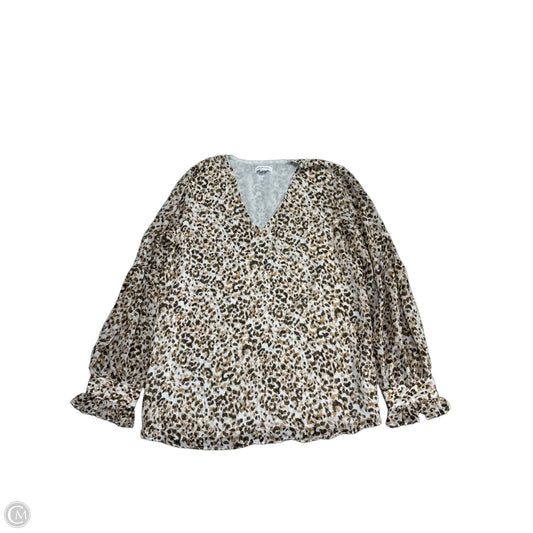 Top Long Sleeve By Calvin Klein In Brown & Tan, Size: M