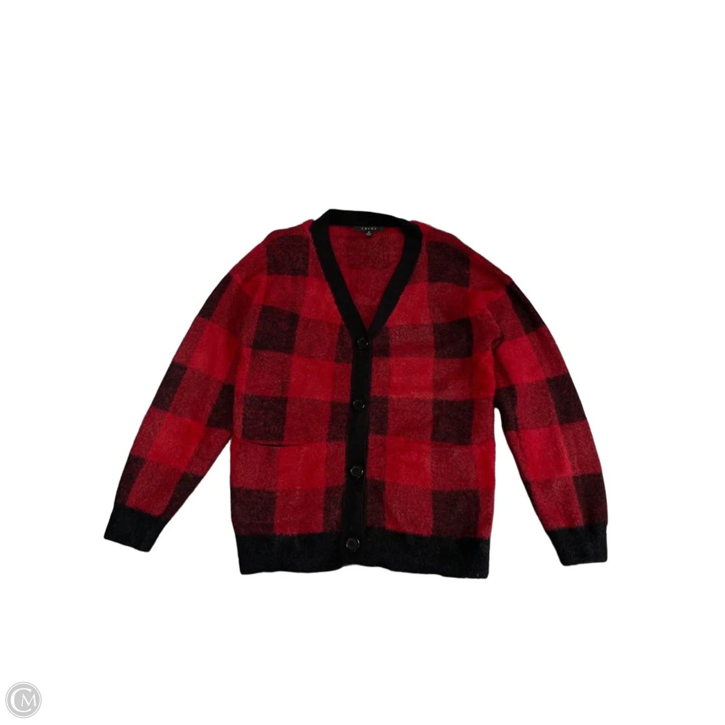 Sweater Cardigan By Cyrus In Black & Red, Size: M