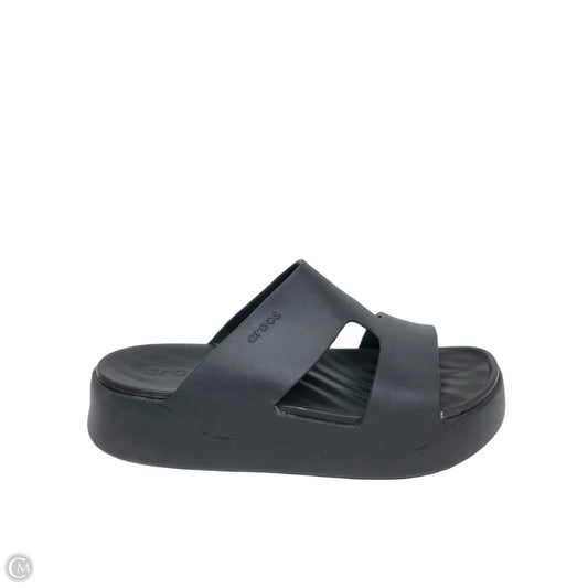 Sandals Heels Platform By Crocs In Black, Size: 9