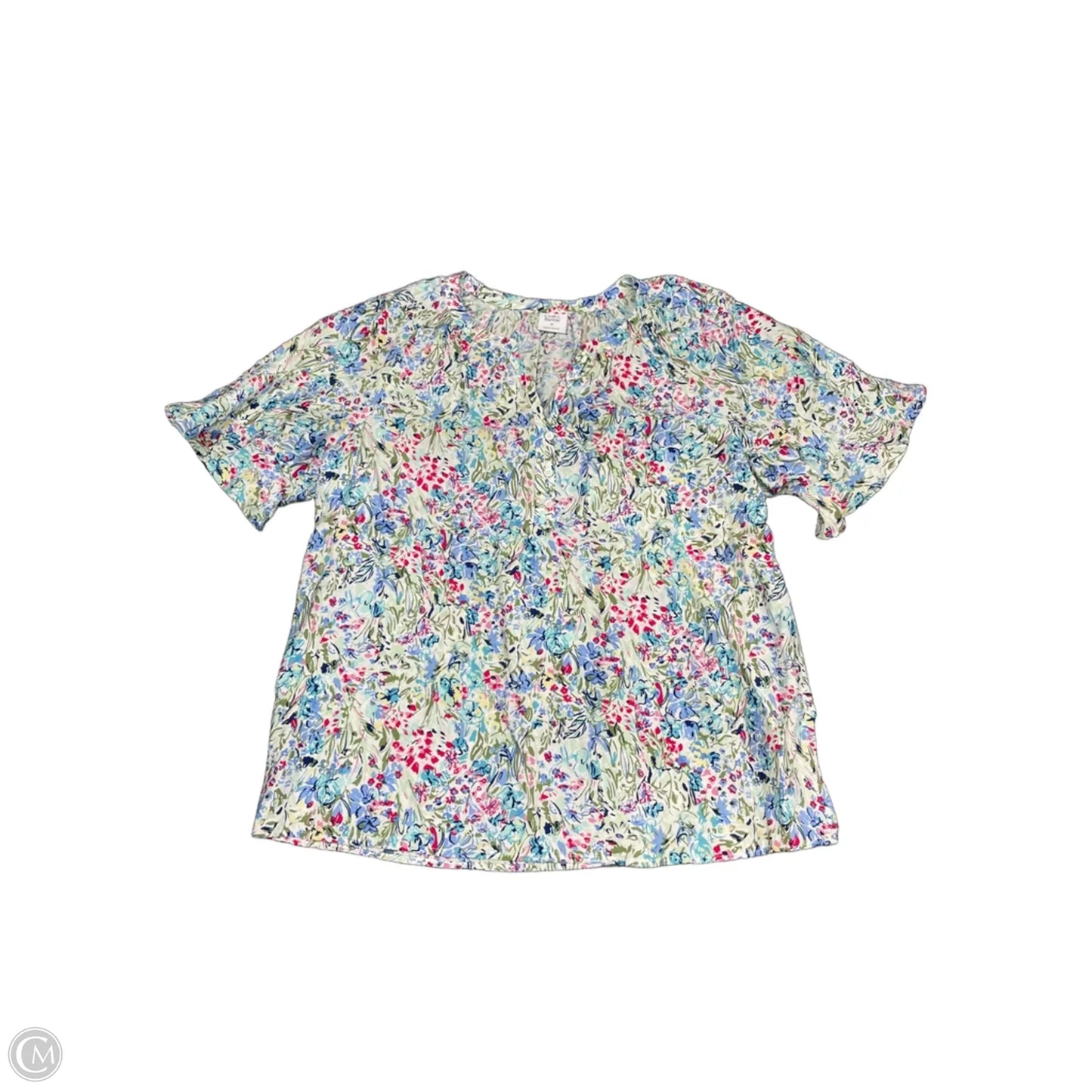 Top Short Sleeve By Croft And Barrow In Blue & White, Size: M