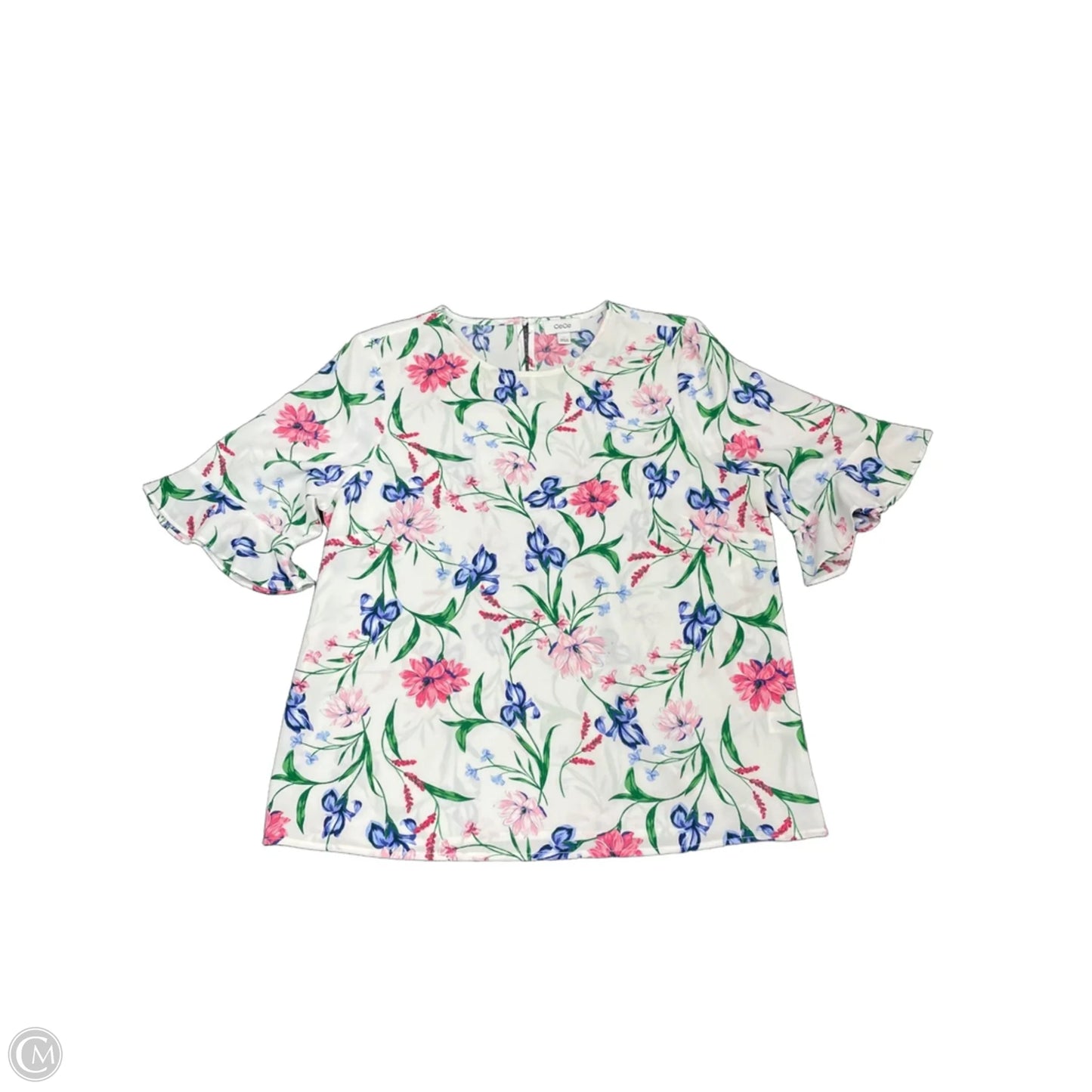 Top Short Sleeve By Cece In Floral Print, Size: L