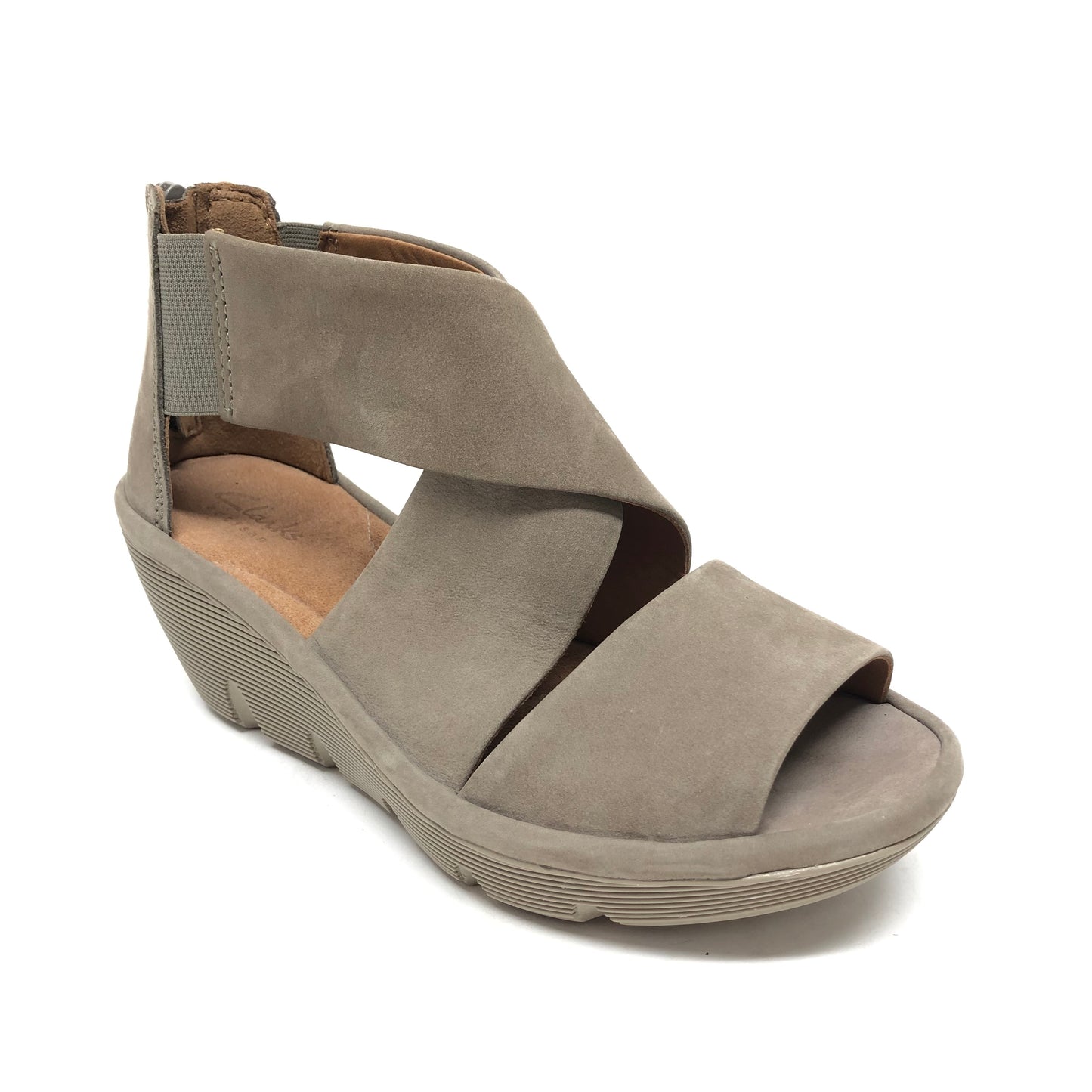 Sandals Heels Wedge By Clarks In Taupe, Size: 6