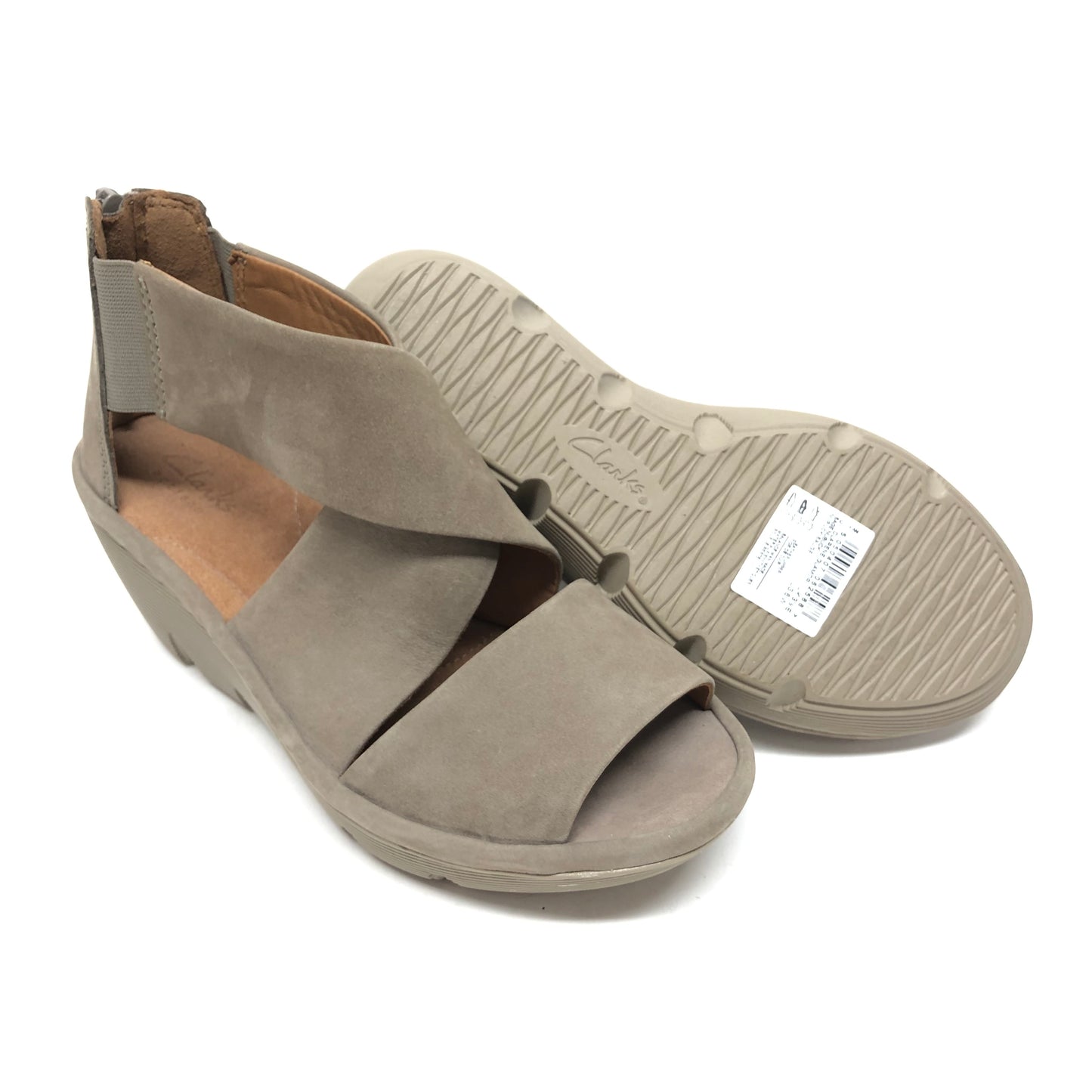 Sandals Heels Wedge By Clarks In Taupe, Size: 6