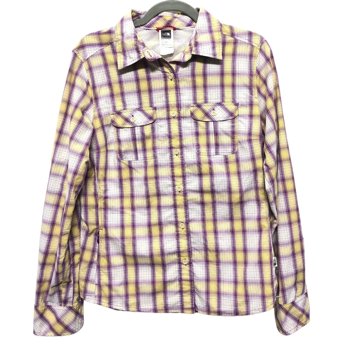 Top Long Sleeve By The North Face In Purple & Yellow, Size: M