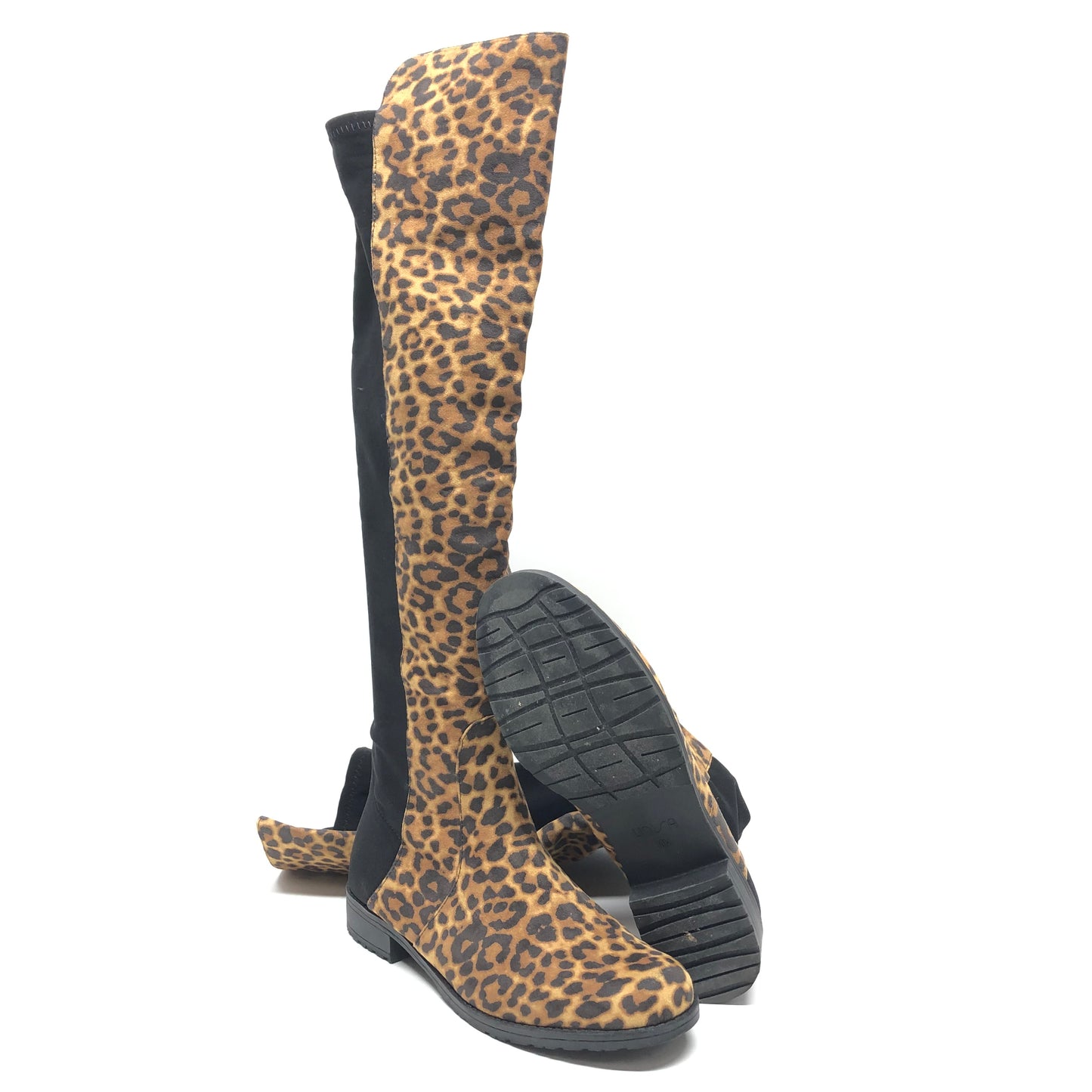 Boots Knee Heels By Unisa In Leopard Print, Size: 10