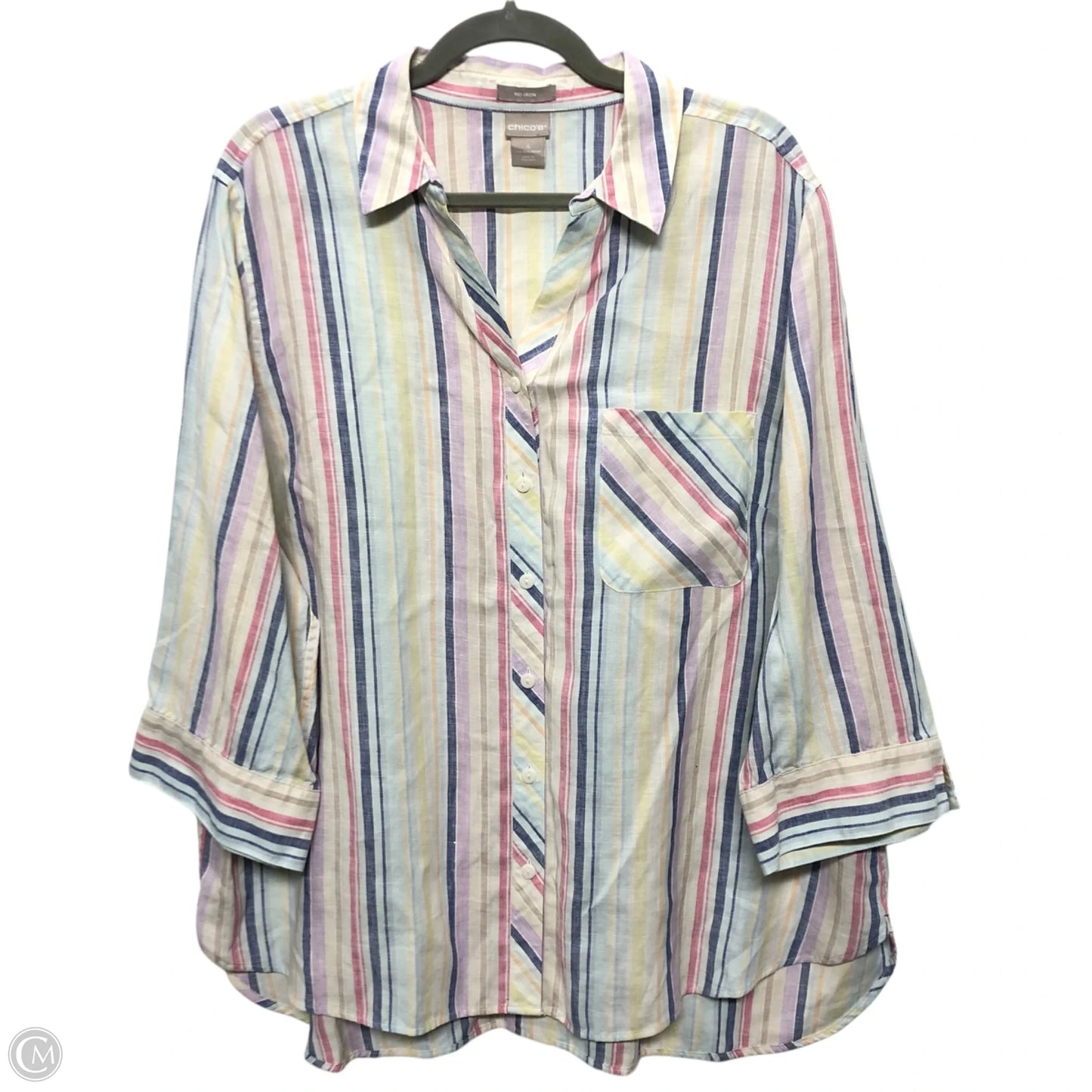 Top 3/4 Sleeve By Chicos In Multi-colored, Size: Xl