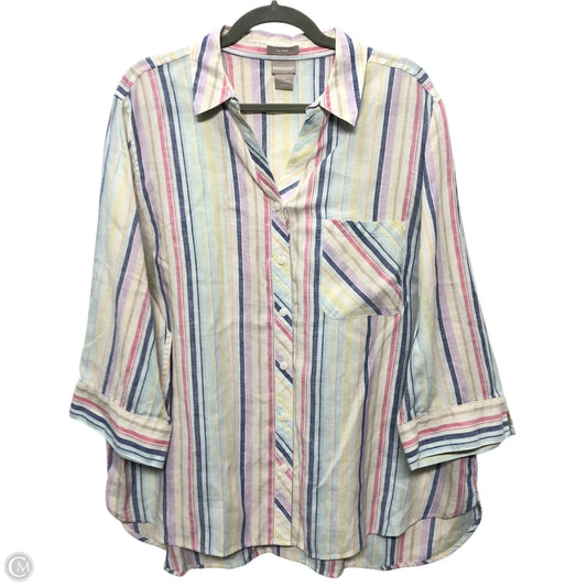 Top 3/4 Sleeve By Chicos In Multi-colored, Size: Xl