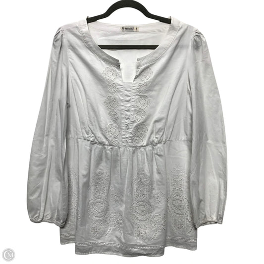 Top Long Sleeve By John Mark In White, Size: L