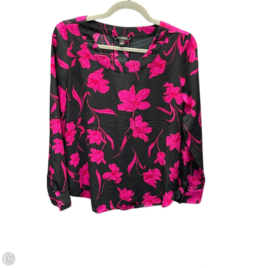 Top Long Sleeve By Banana Republic In Black & Pink, Size: S