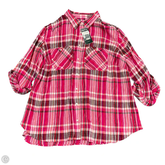 Top Long Sleeve By Lauren By Ralph Lauren In Pink, Size: 2x