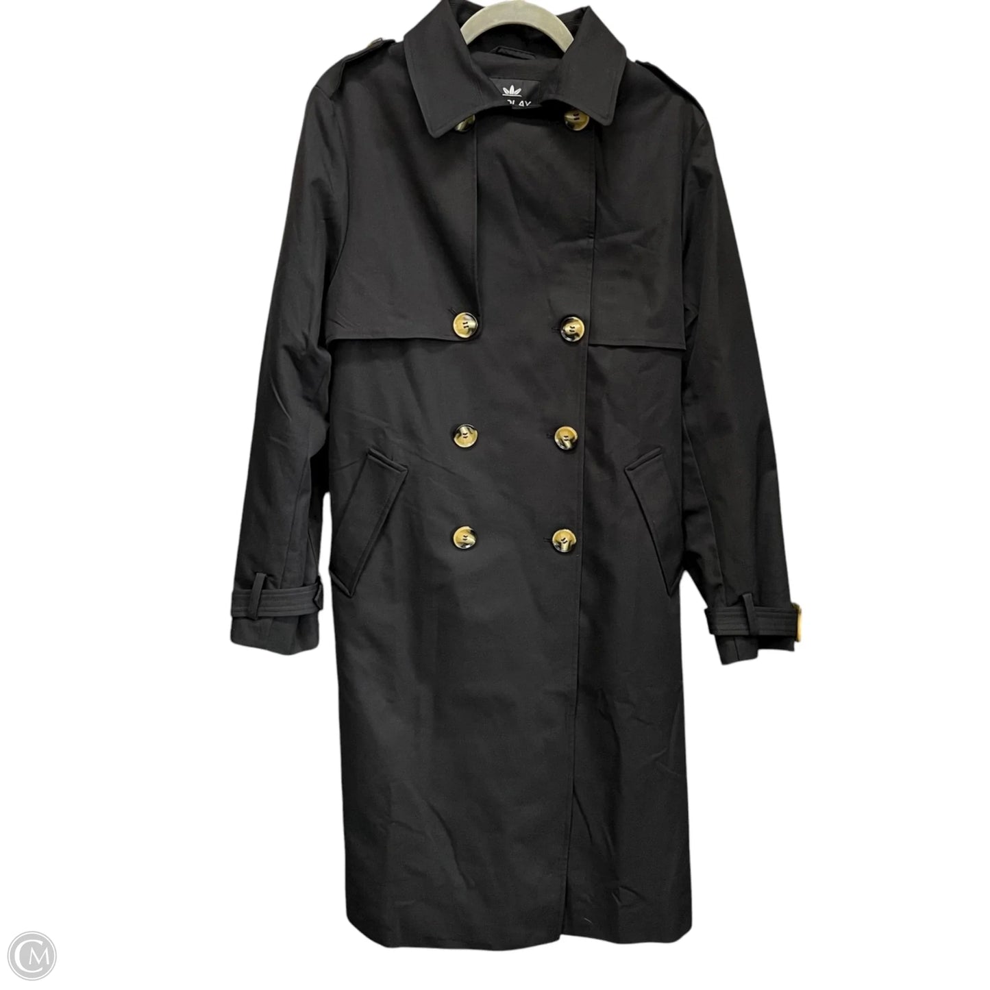 Coat Trench Coat By Clothes Mentor In Black, Size: L