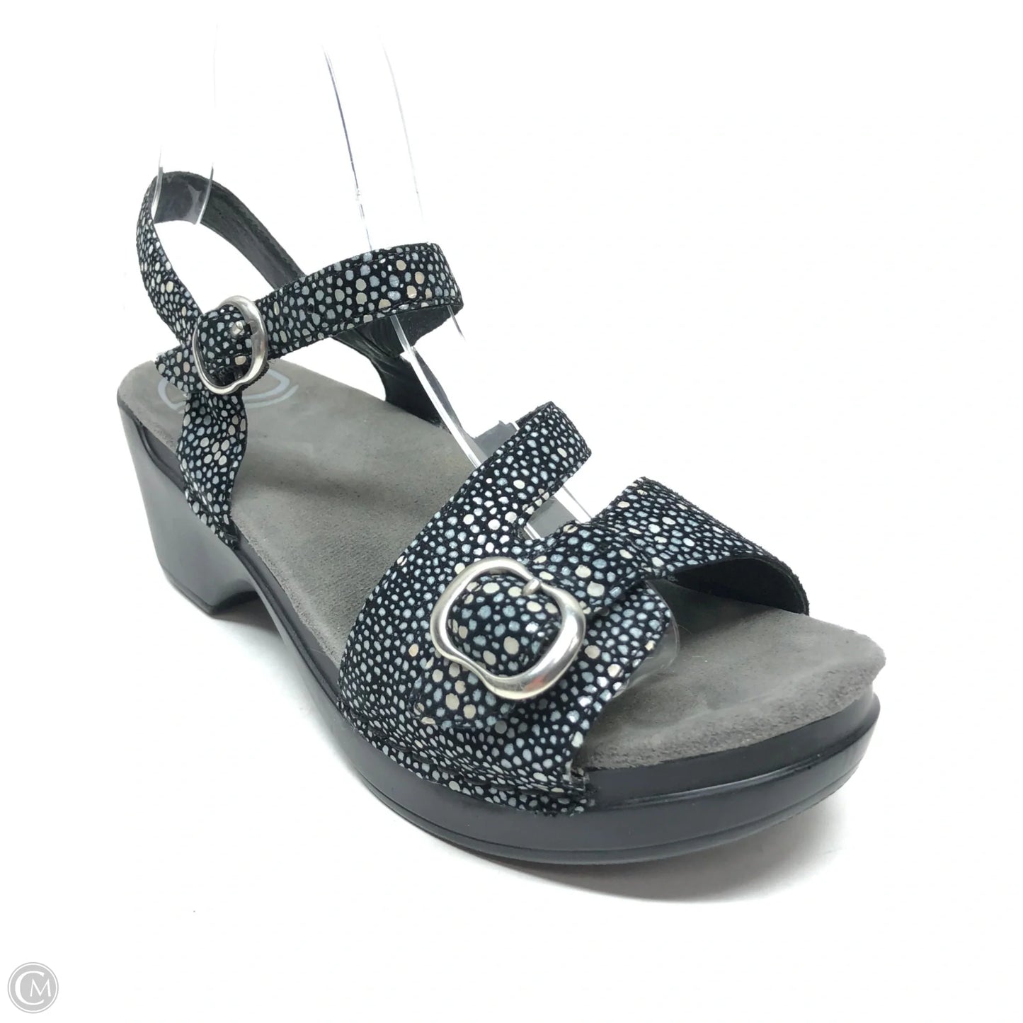 Sandals Heels Block By Dansko In Black & Silver, Size: 7.5