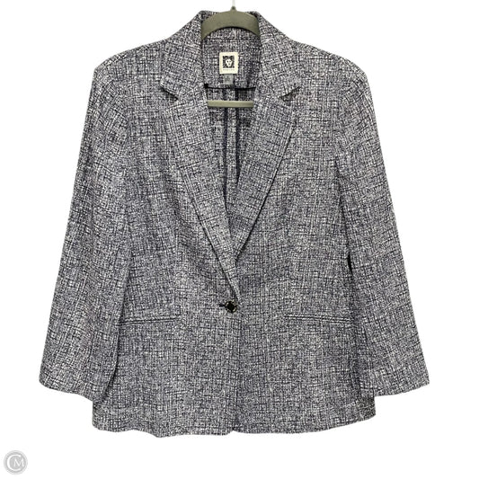 Blazer By Anne Klein In Blue & White, Size: M